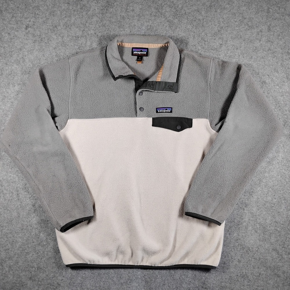 Patagonia Synchilla Lightweight Snap-T Fleece Pullover Gray Cream 25455 Womens M